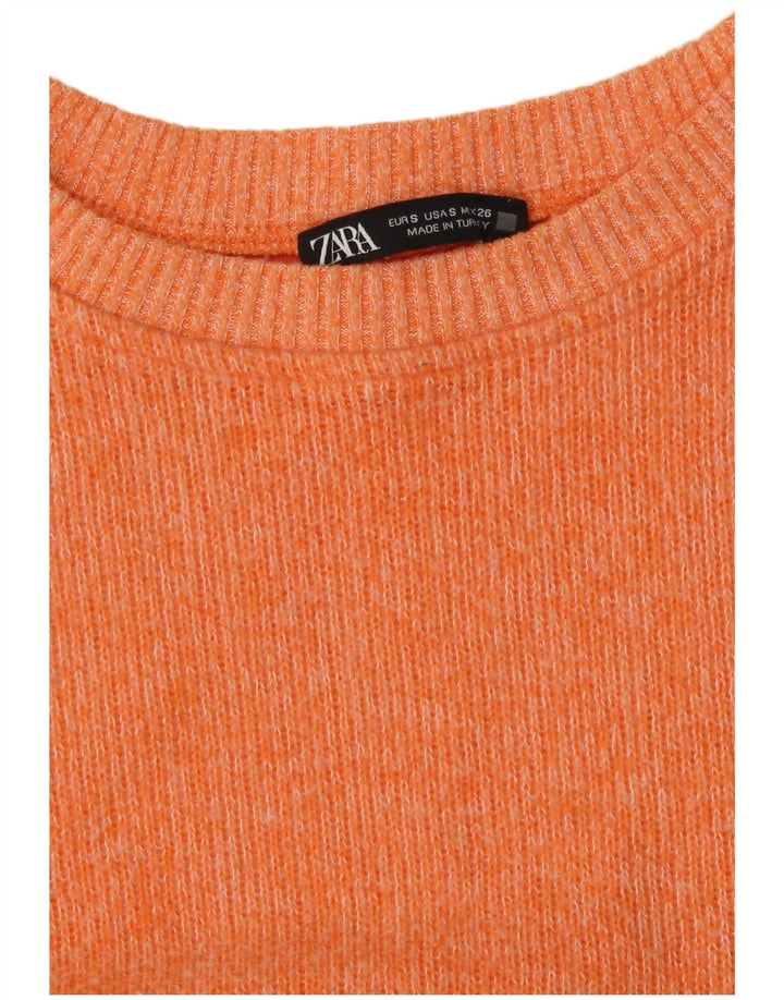 Zara Mujer Crop Oversize Top Manga Larga UK 10 Small Naranja