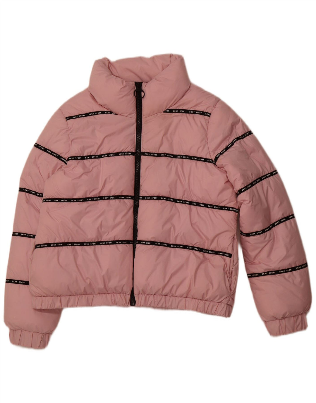 DKNY Chaqueta acolchada gráfica para mujer UK 46 Poliéster a rayas rosa grande