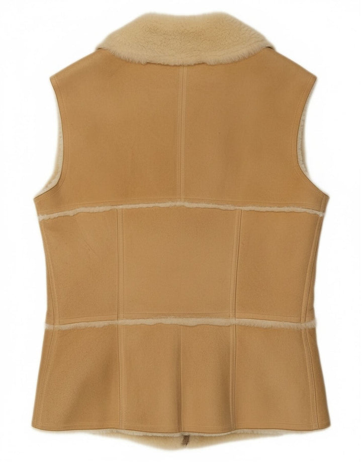 Vintage Mujer Shearling Gilet IT 44 Medio Beige