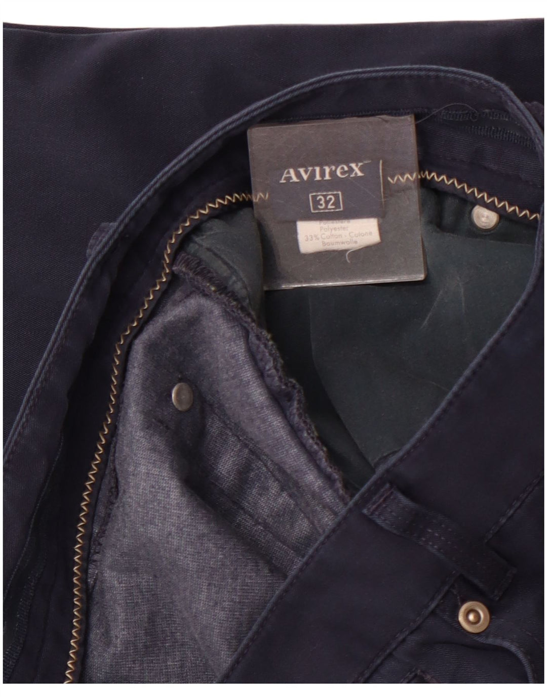 AVIREX Pantalones casuales rectos para hombre W32 L27 Poliéster azul marino