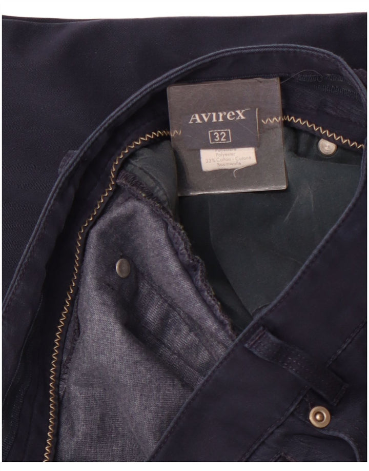 AVIREX Pantalones casuales rectos para hombre W32 L27 Poliéster azul marino