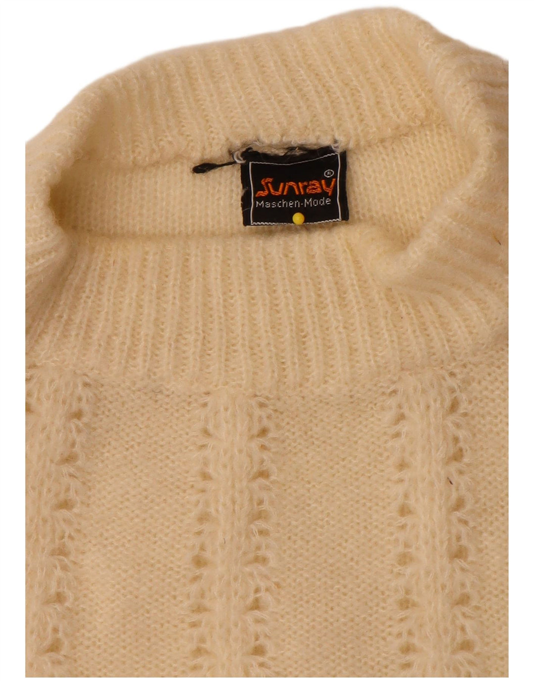 Vintage mujer cuello tortuga jersey suéter Reino Unido 14 medio blanco apagado