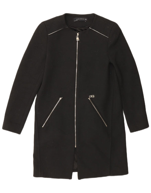 Zara Mujer Abrigo UK 6 XS Negro Poliéster