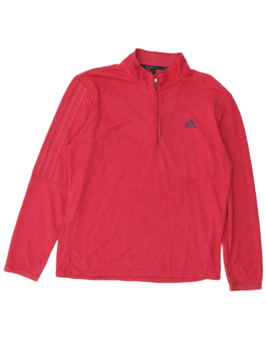 ADIDAS Hombre Zip Neck Jersey Chándal Top Algodón Rosa Medio