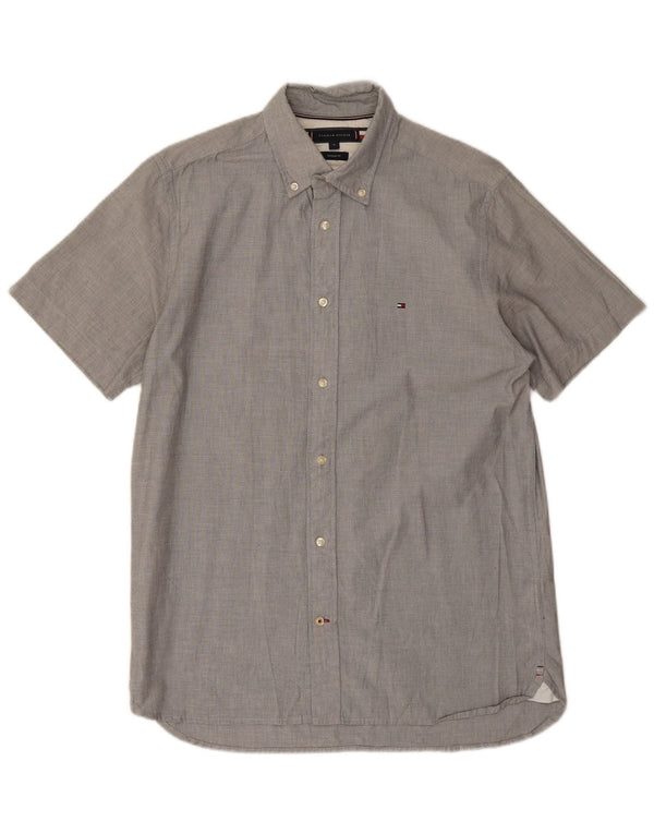 TOMMY HILFIGER Camisa Regular Fit De Manga Corta Para Hombre Algodón Gris Medio