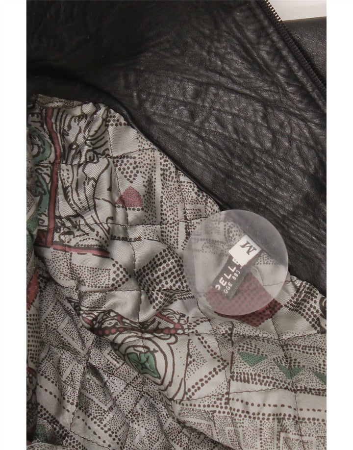 Chaqueta de cuero vintage para niñas 7-8 años cuero negro medio