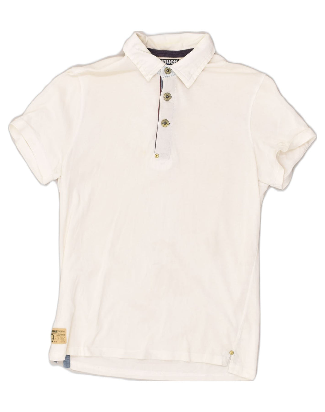 BLAUER Mens Slim Polo Shirt Large White Cotton | Vintage Blauer | Thrift | Second-Hand Blauer | Used Clothing | Messina Hembry 