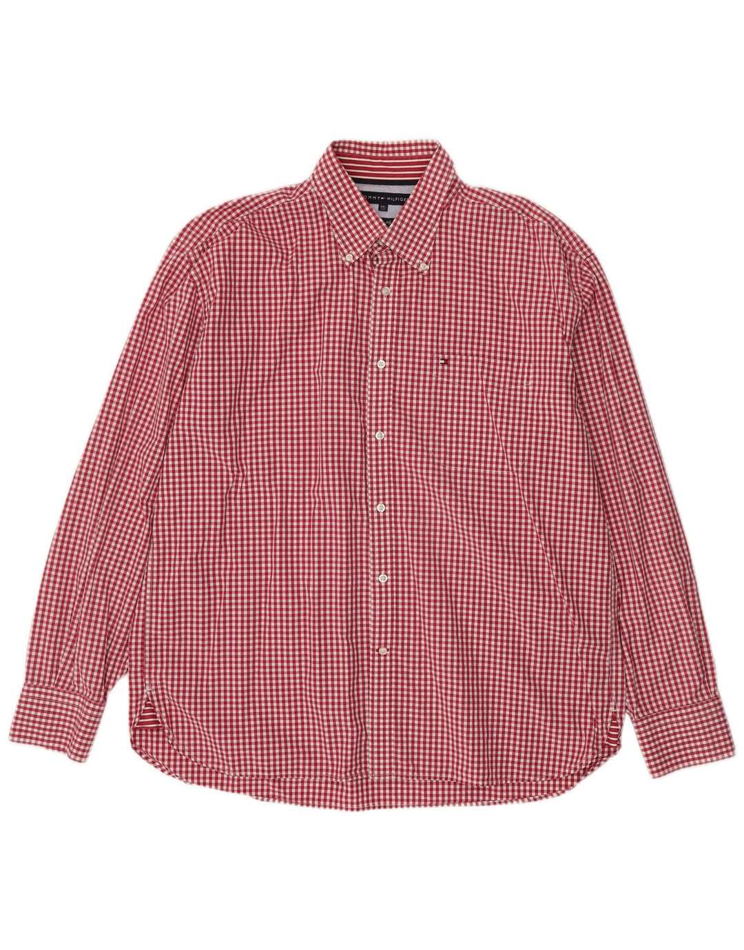 Tommy Hilfiger Camisa para hombre 2XL Algodón a cuadros rojo