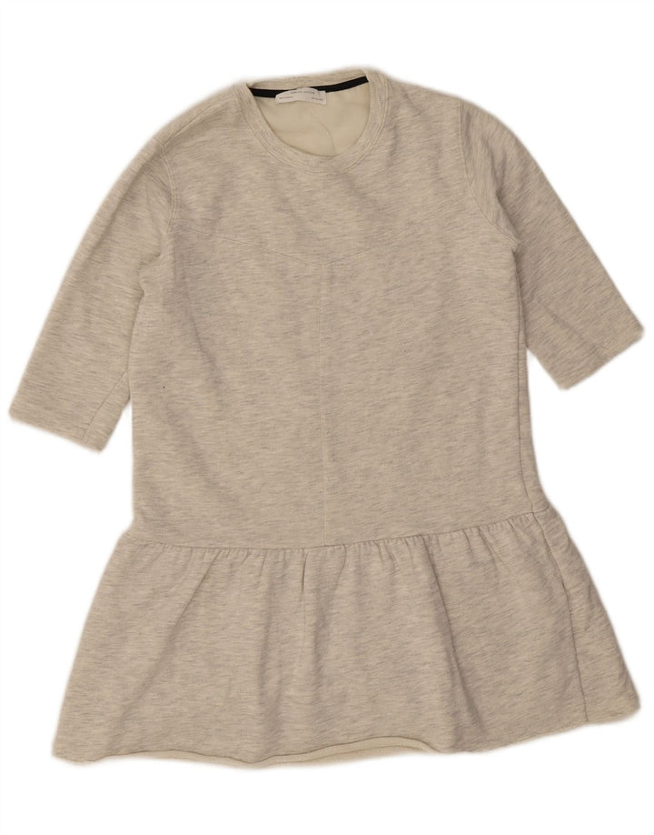 Zara Vestido Túnica Mujer UK 40 Pequeño Poliéster Moteado Gris