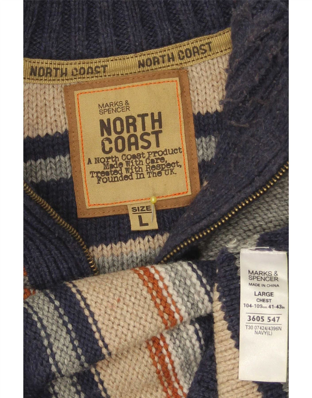 Marks & Spencer Suéter tipo jersey con cuello y cremallera North Coast para hombre, talla grande, azul marino