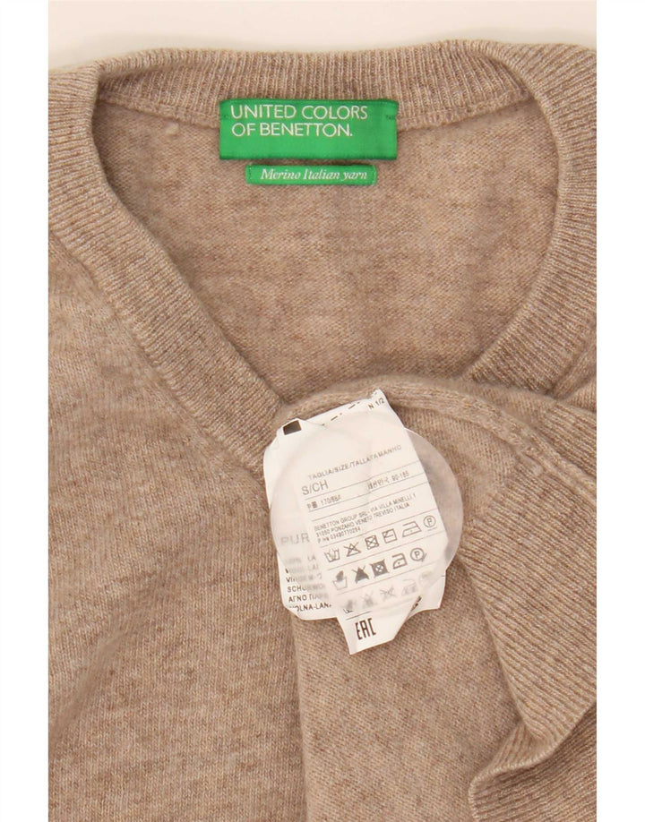 Benetton Jersey Con Cuello De Pico Small De Lana Beige Hombre