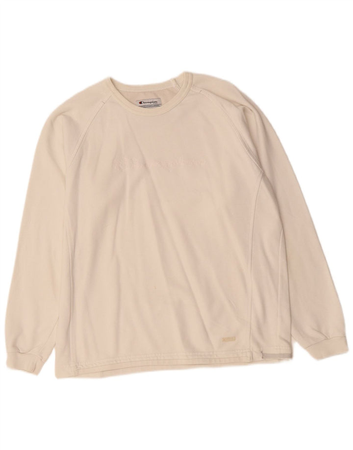 Champion Sudadera de gran tamaño con gráfico para mujer UK 10 Small Off White