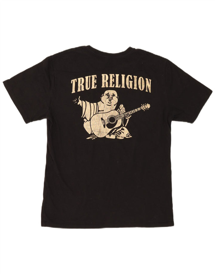 True Religion Camiseta gráfica para hombre Top grande de algodón negro