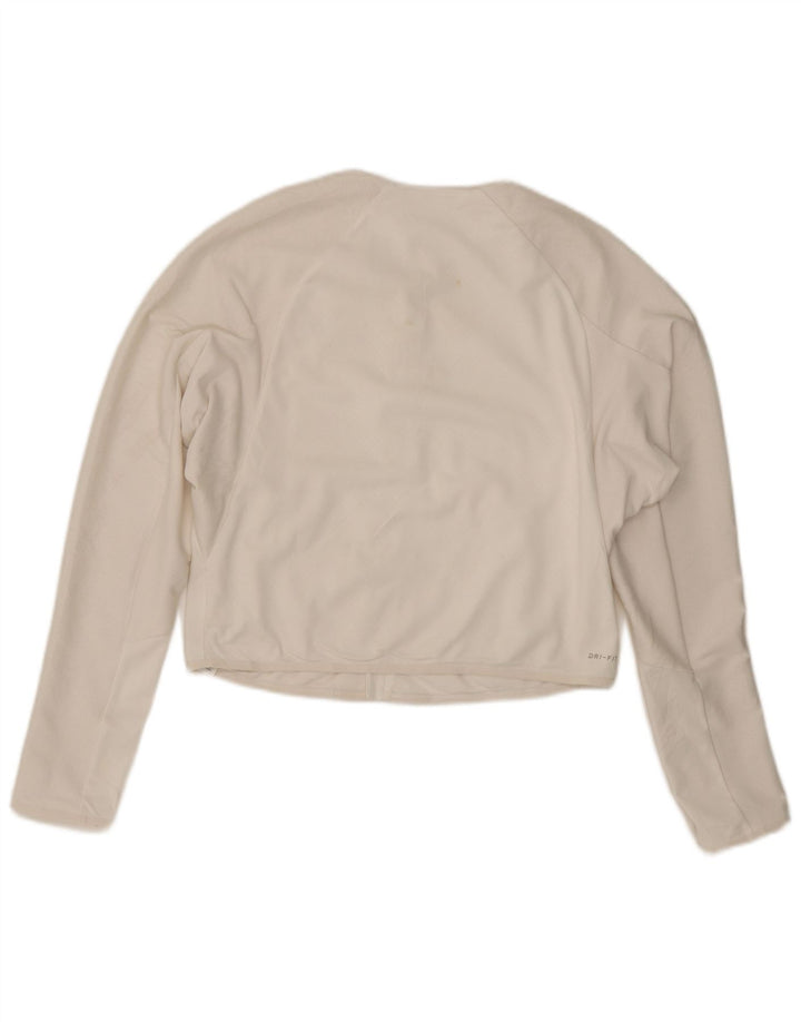 Nike Mujer Dri Fit Crop Chándal Top Chaqueta Reino Unido 16 Grande Poliéster Blanco