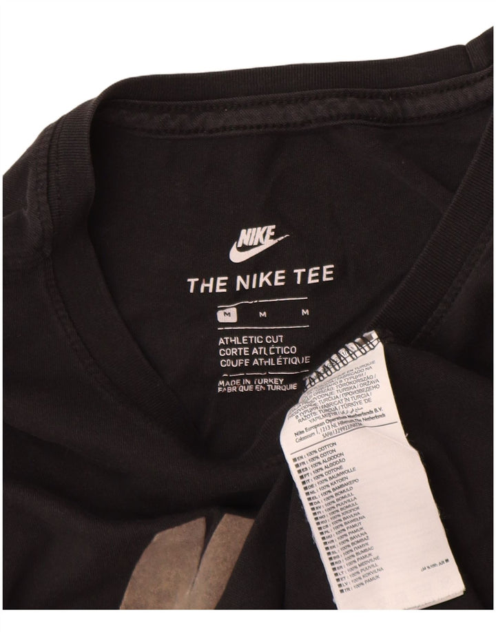 Nike Camiseta con gráfico de corte atlético para hombre Top mediano de algodón negro