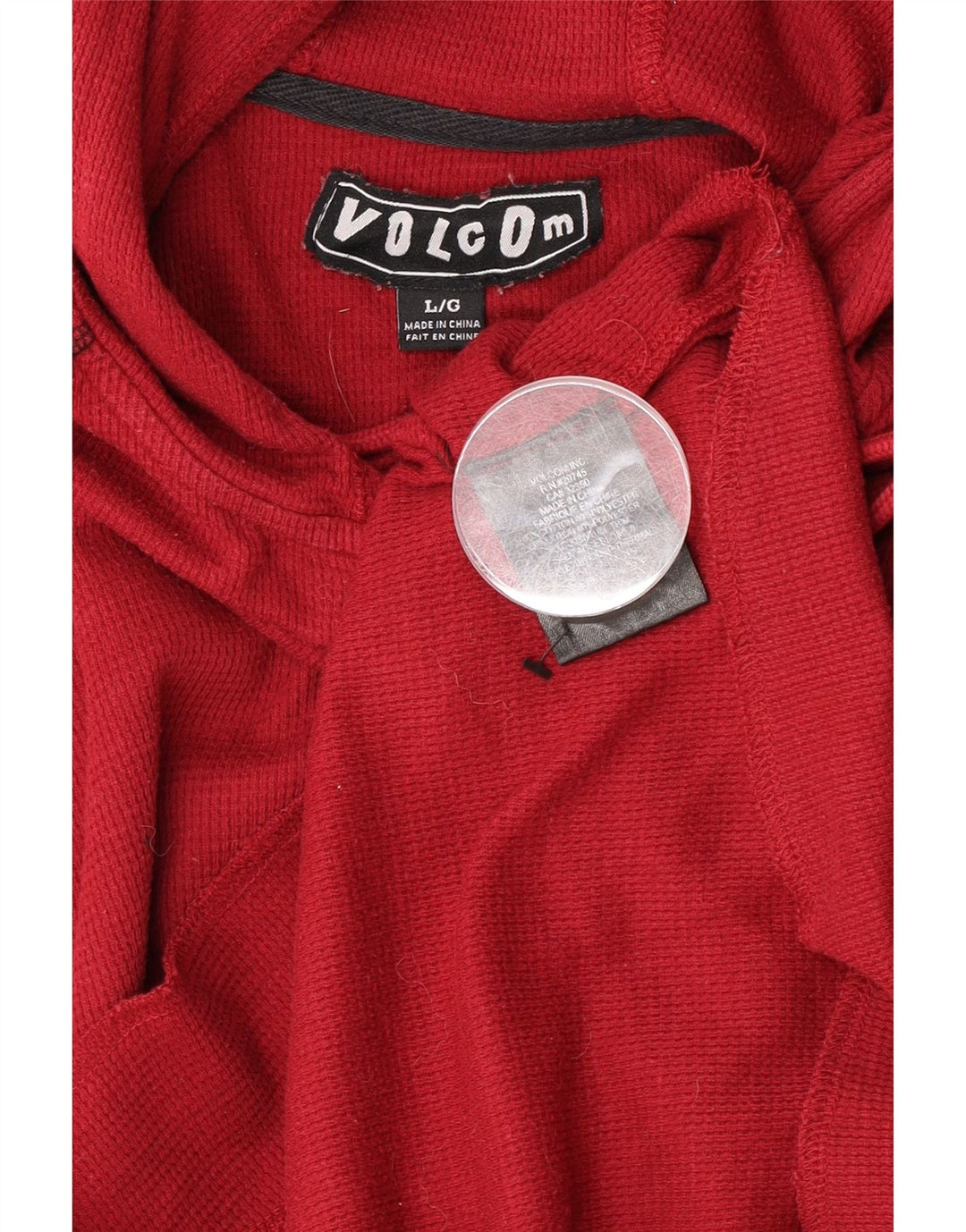 Volcom Jersey con capucha y cuello con botones para hombre, talla grande, algodón rojo
