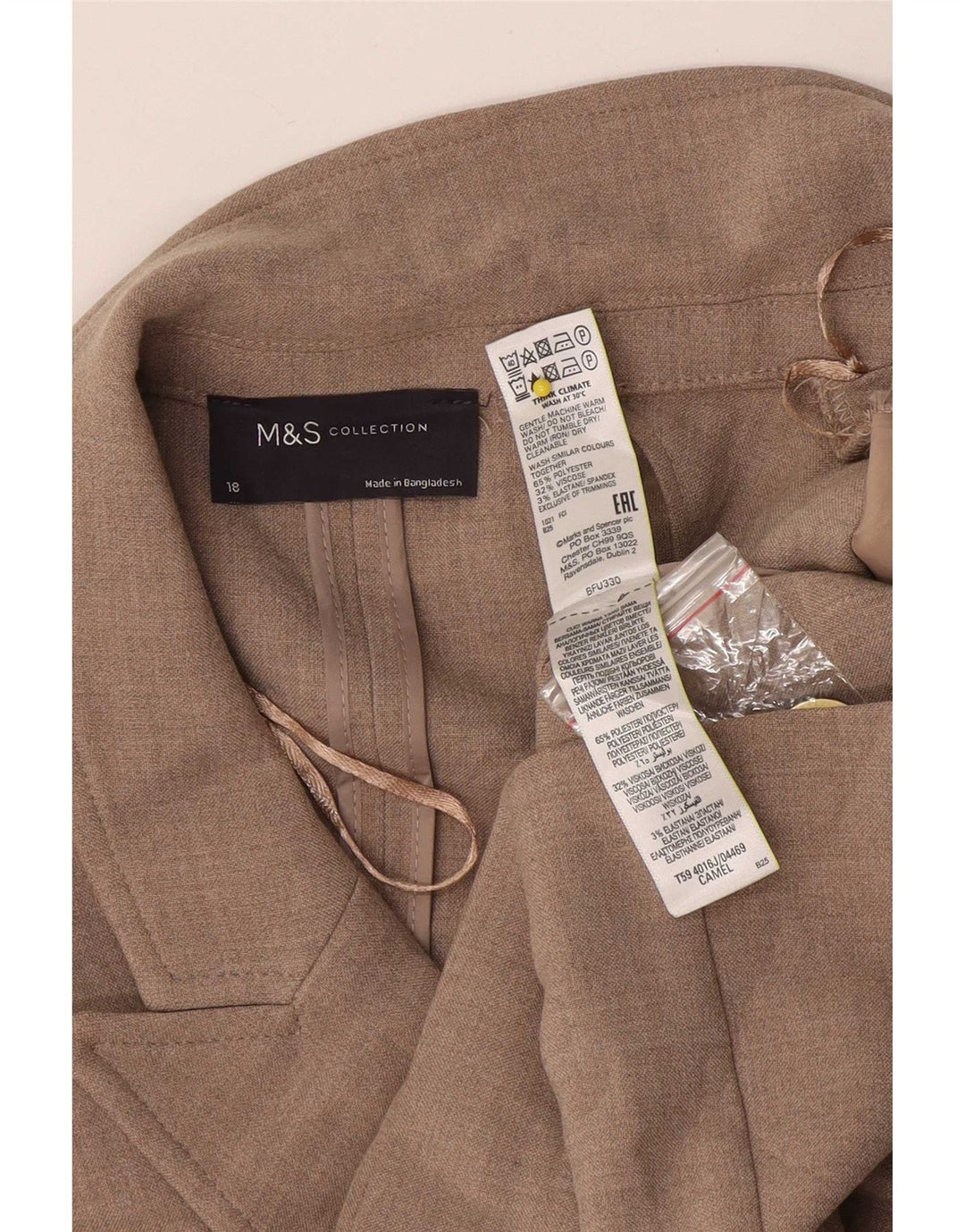Marks & Spencer Chaqueta tipo blazer con doble botonadura para mujer UK 40 XL Beige