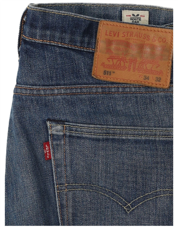 Levi's Hombre 511 Slim Jeans W34 L32 Algodón Azul