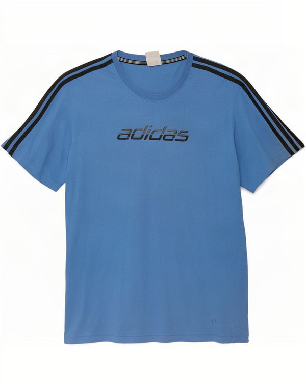Adidas - Camiseta gráfica para hombre, talla grande, algodón azul