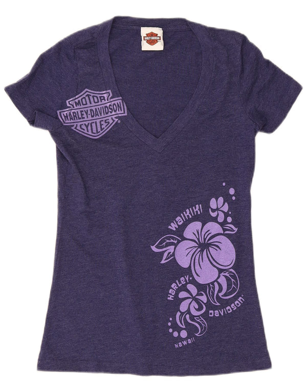 Harley Davidson Camiseta gráfica para mujer Top UK 8 Small Azul marino Floral