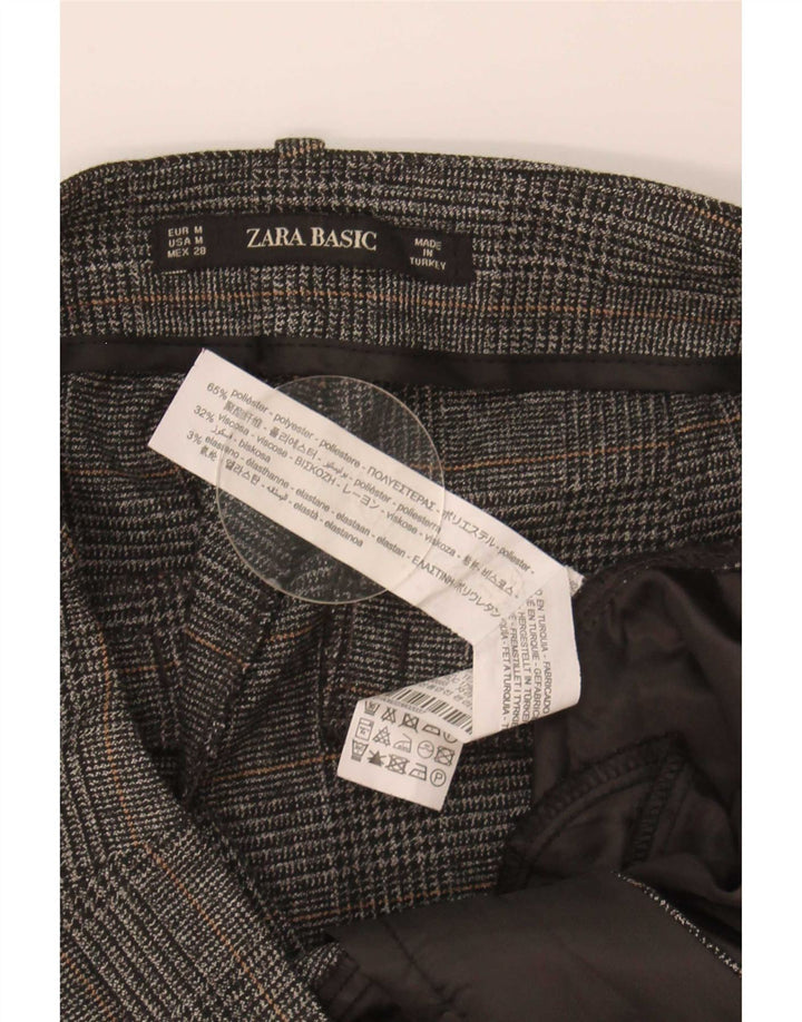 Zara Mujer Pantalón Chino Slim Medium W28 L27 Gris Pata De Gallo Poliéster