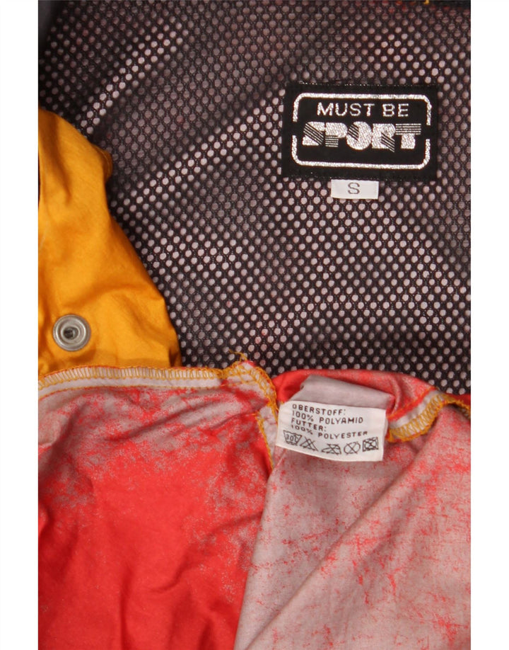 Vintage hombres gráfico impermeable Reino Unido 36 pequeño amarillo colorblock poliamida