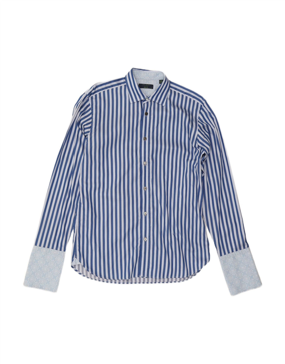 TED BAKER Mens Formal Shirt Size 16 Large Blue Striped Cotton