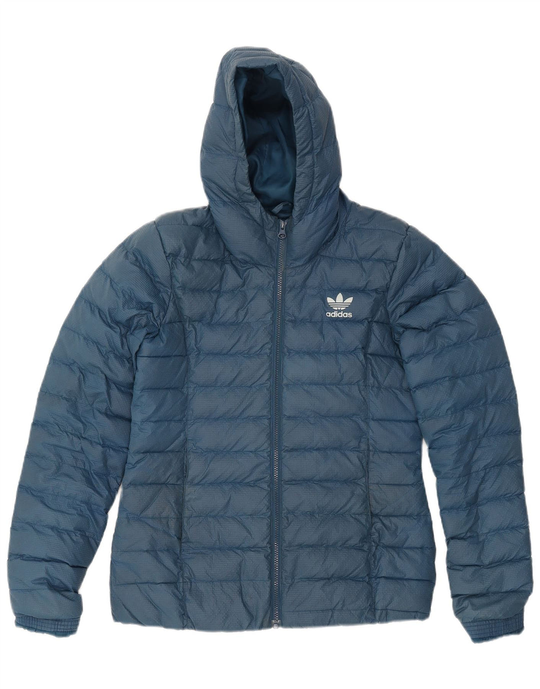 Adidas Chaqueta acolchada con capucha para mujer UK 14 Medium Blue Nylon