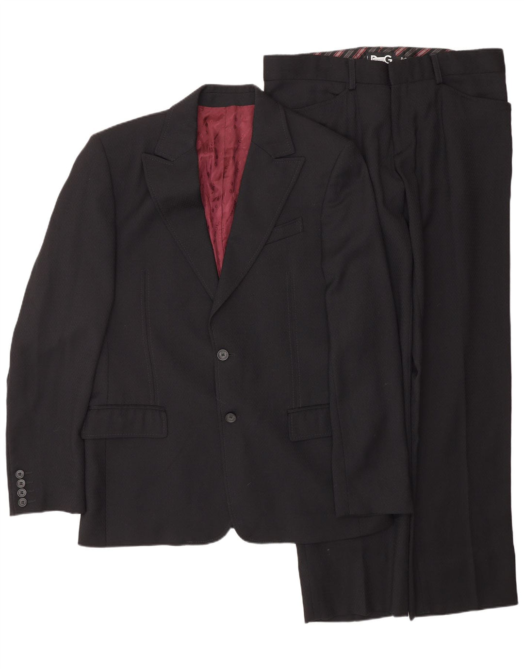 DOLCE & GABBANA Traje de 2 piezas para hombre IT 50 Large W36 L31 Lana virgen negra
