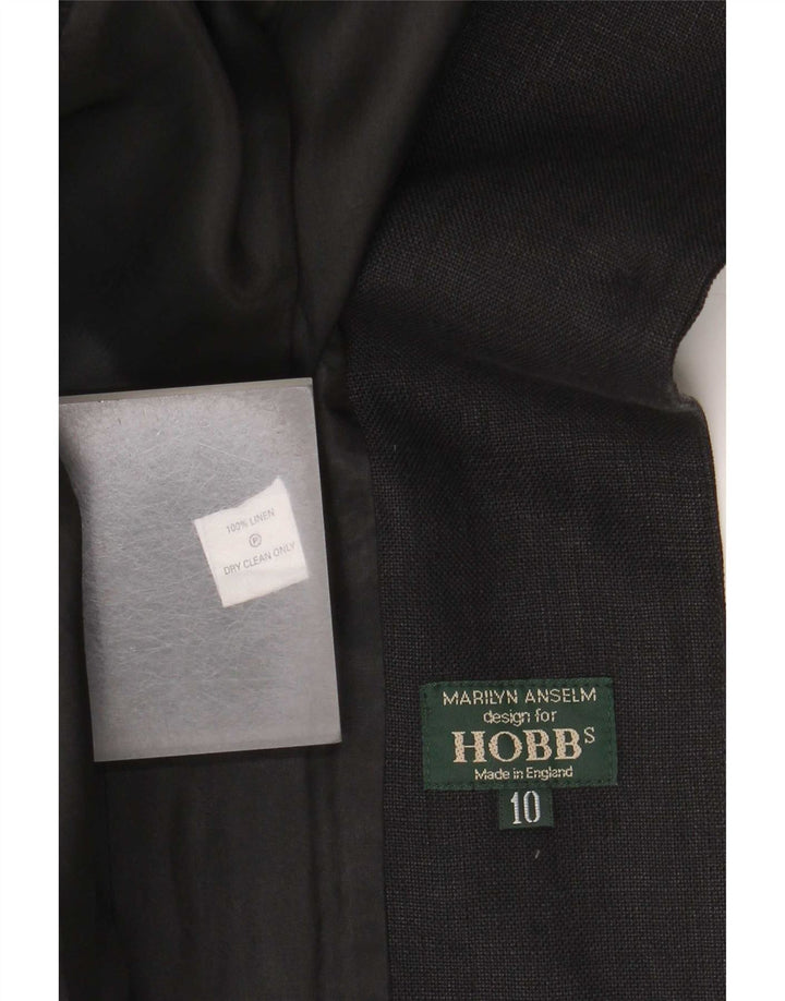 Hobbs Chaqueta tipo blazer con 1 botón para mujer UK 10 Small Black Linen