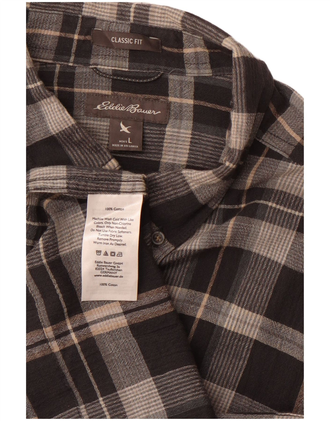 EDDIE BAUER Camisa de franela de corte clásico para hombre Algodón a cuadros gris grande