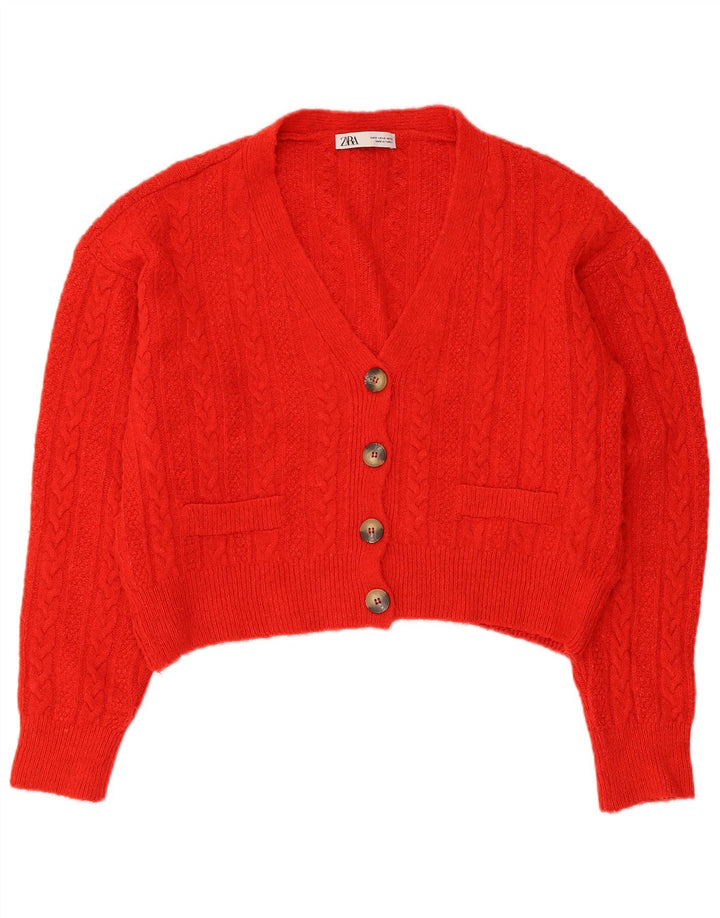 Zara Mujer Crop Suéter Cárdigan Extragrande Reino Unido 10 Pequeño Rojo