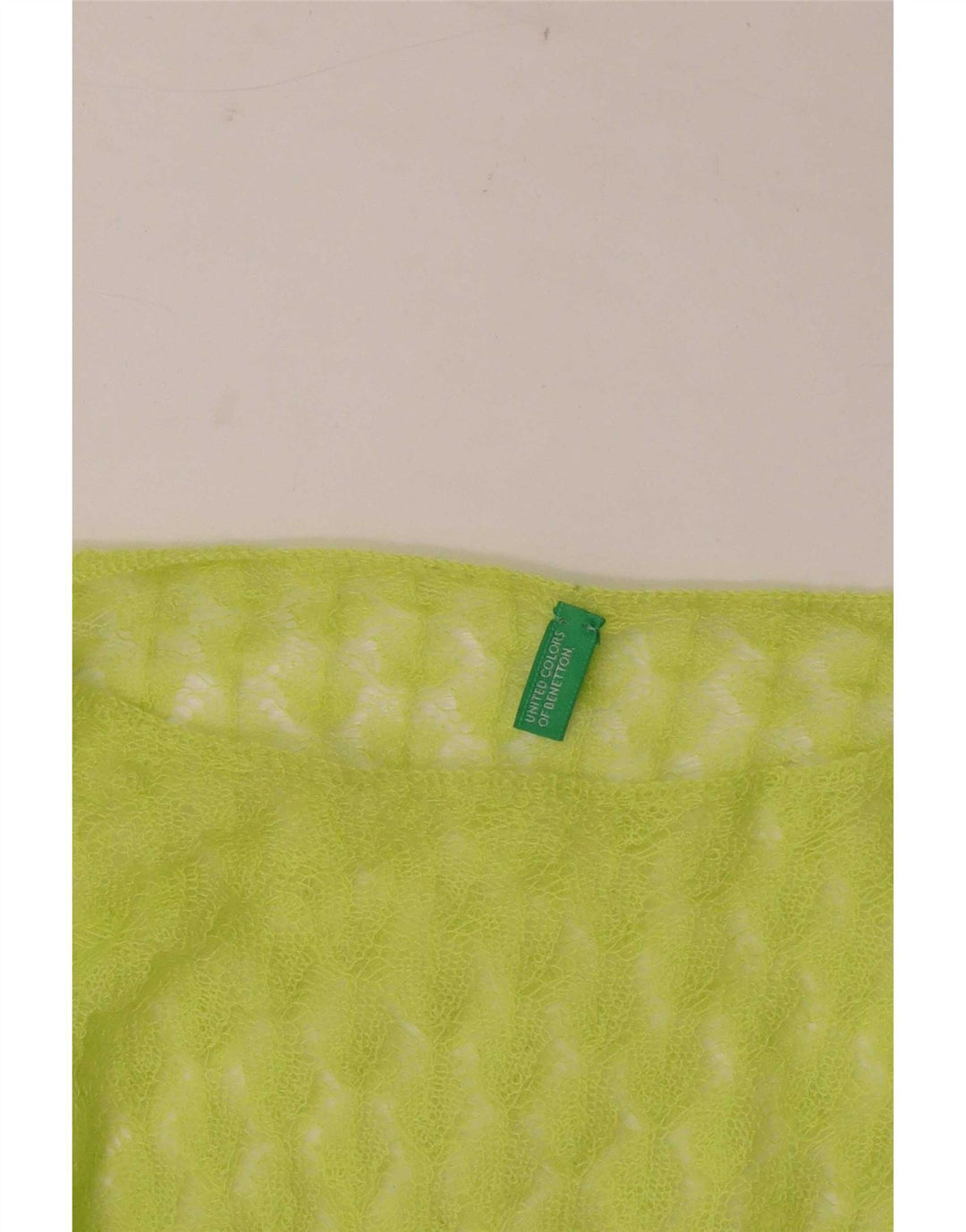 Benetton Mujer Top Transparente Manga Larga ES 46 Grande Verde
