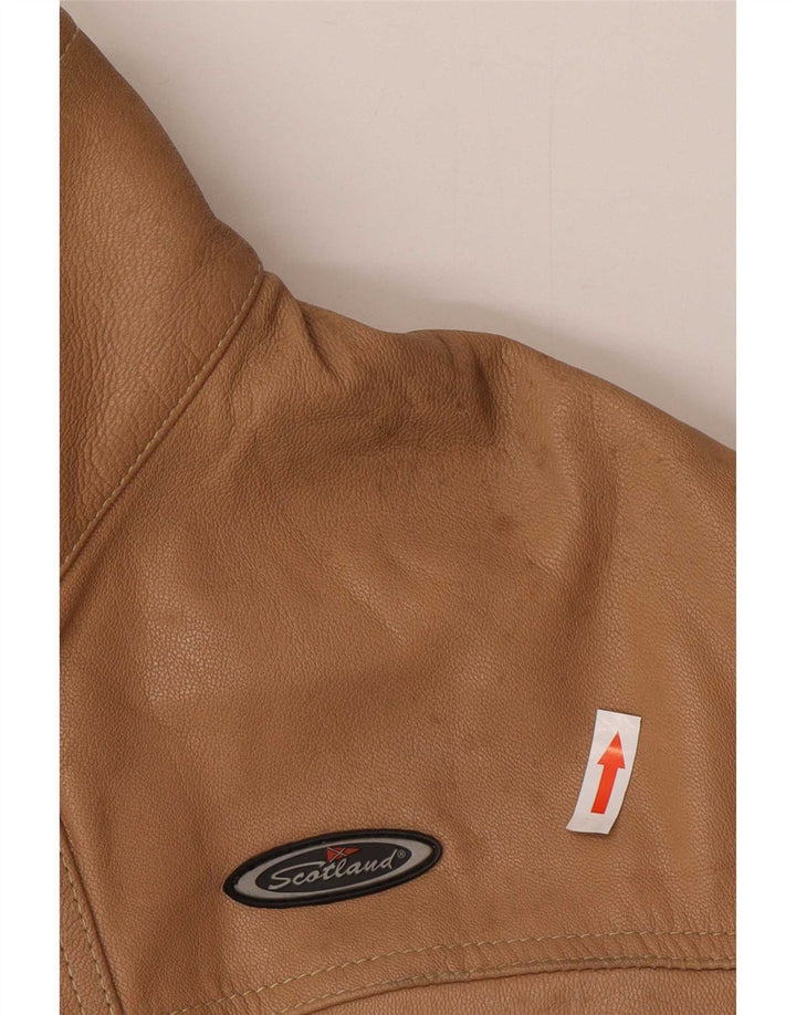 Vintage hombres chaqueta de cuero pequeño marrón