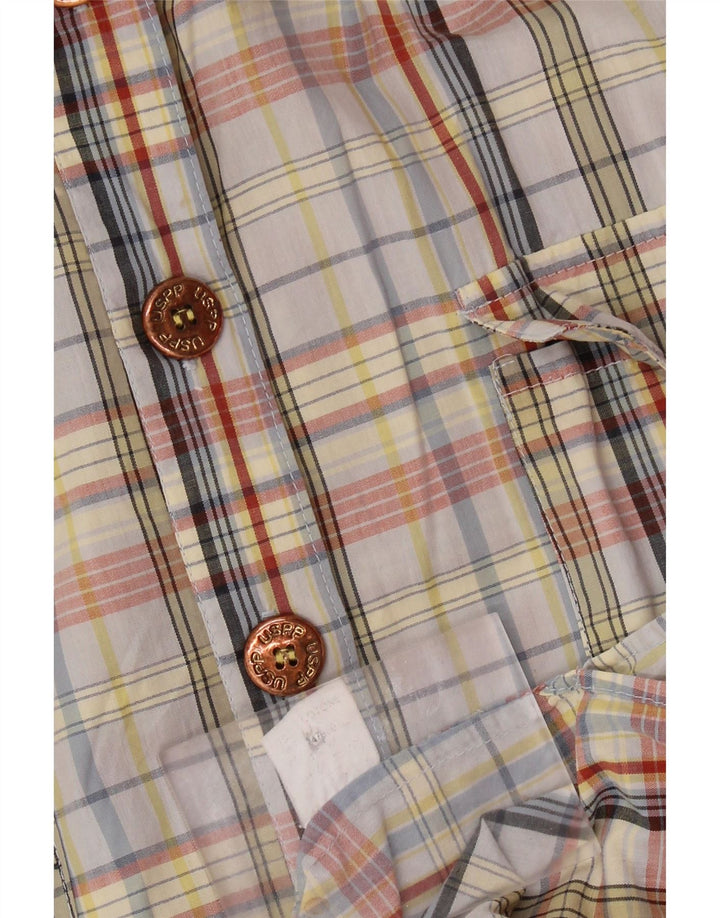 Vintage mujer camisa vestido Reino Unido 14 medio multicolor cheque algodón