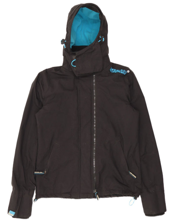 Superdry Mens Windcheater Hooded Windbreaker Jacket UK 36 Small Black Nylon