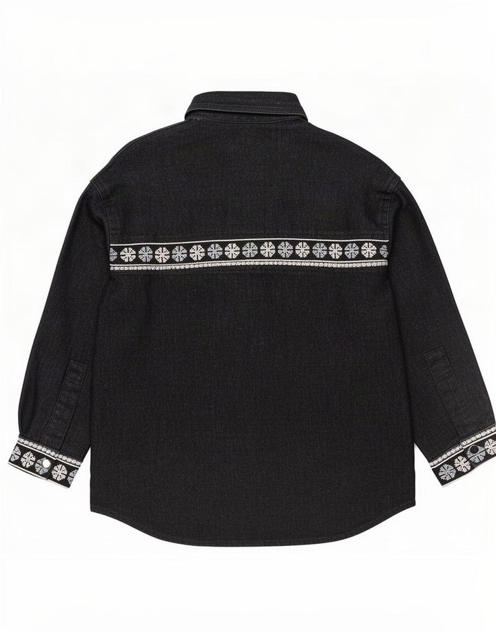 Zara Mujer Camisa Extragrande UK 44 Mediana Algodón Geométrico Negro