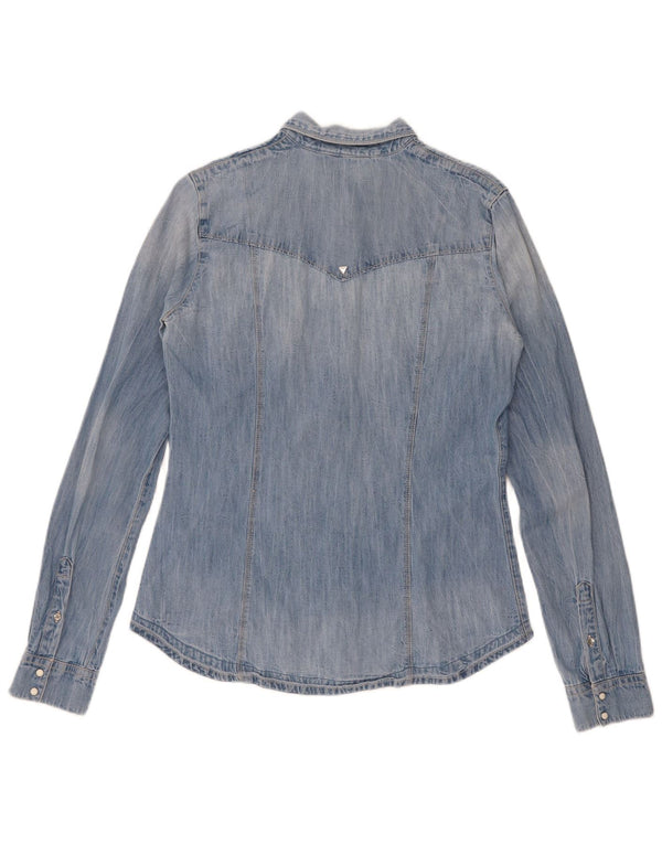 Guess Camisa Vaquera Mujer UK 8 Small Algodón Azul
