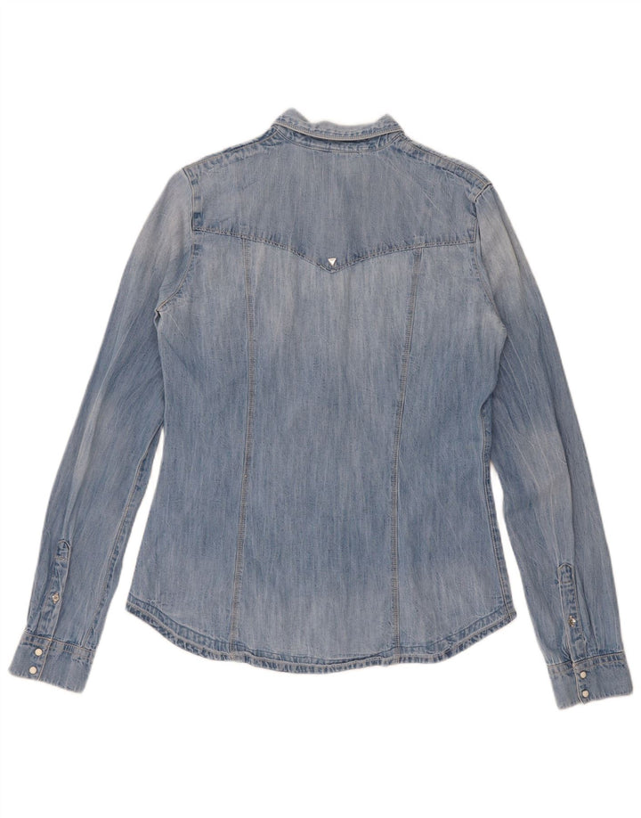 Guess Camisa Vaquera Mujer UK 8 Small Algodón Azul