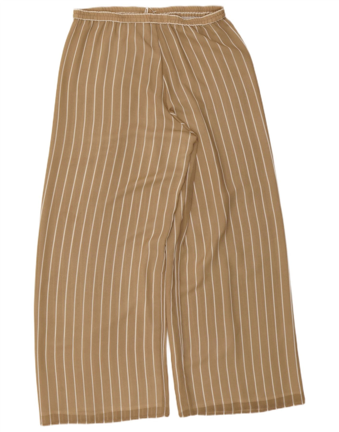 VINTAGE Pantalones casuales de pierna ancha para mujer W32 L31 Poliéster a rayas beige