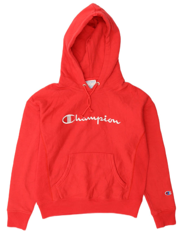 Champion Sudadera con capucha gráfica de tejido inverso para mujer UK 10 Small Red Cotton