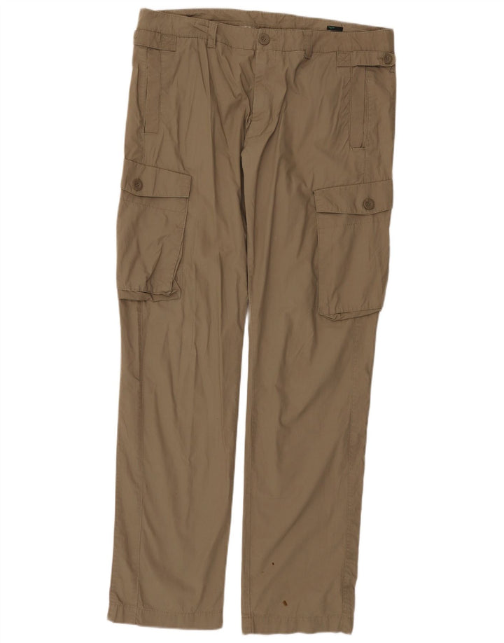 BENETTON Pantalones cargo rectos para hombre IT 52 XL W38 L34 Algodón caqui