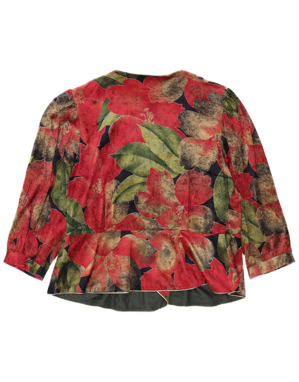 Vintage mujer 3/4 manga camisa blusa IT 46 grande multicolor floral