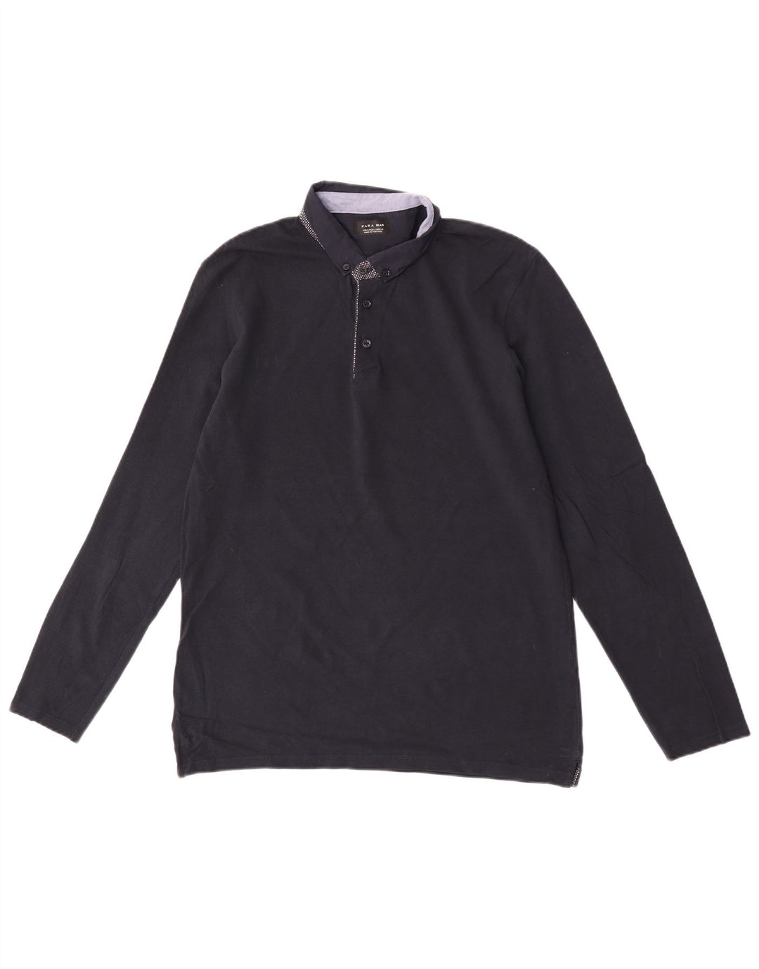 Zara Polo De Manga Larga Para Hombre Grande Azul Marino