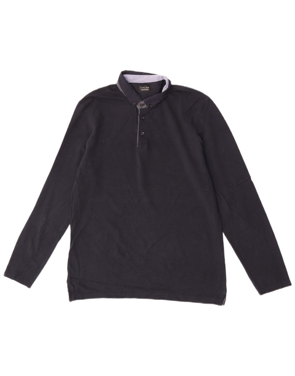 Zara Polo De Manga Larga Para Hombre Grande Azul Marino