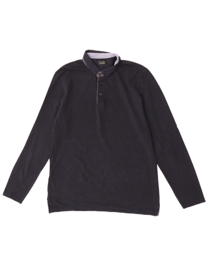 Zara Polo De Manga Larga Para Hombre Grande Azul Marino