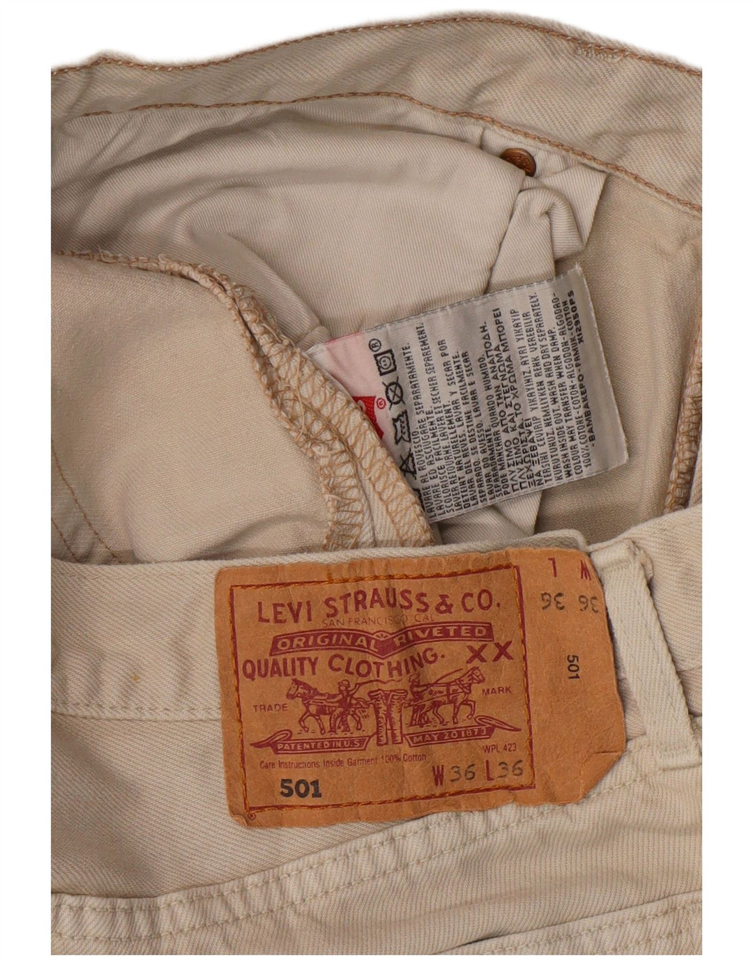 LEVI'S Vaqueros rectos 501 para hombre W36 L31 Algodón beige