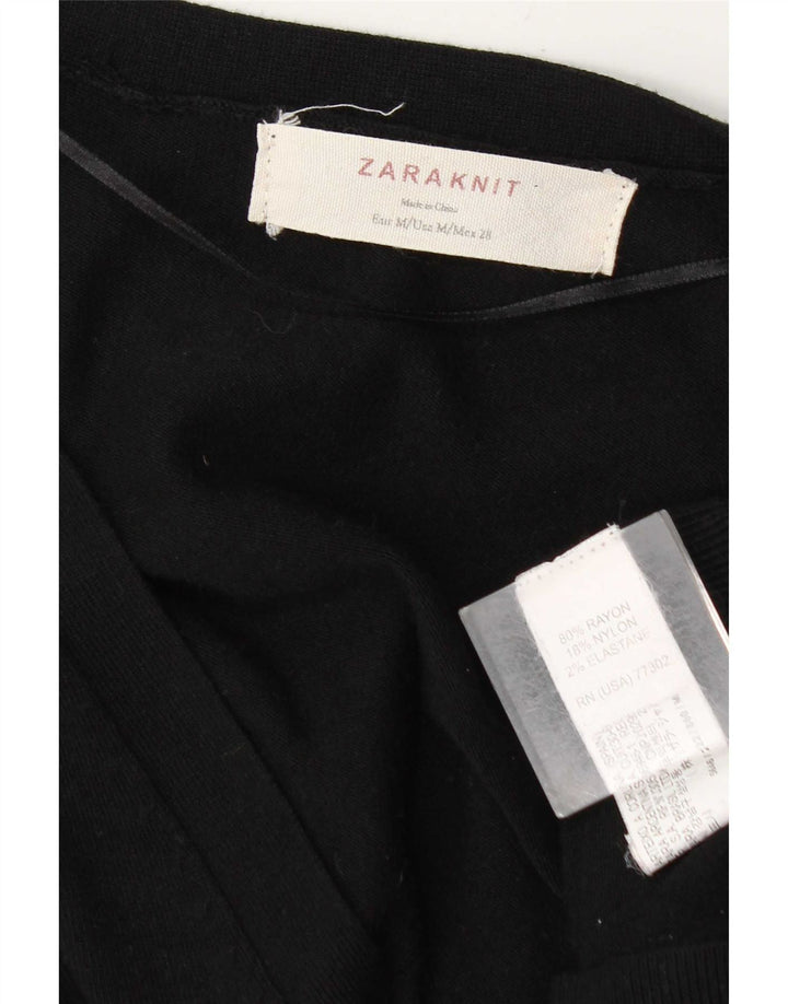 Zara Mujer Cárdigan Suéter UK 44 Mediano Rayón Negro