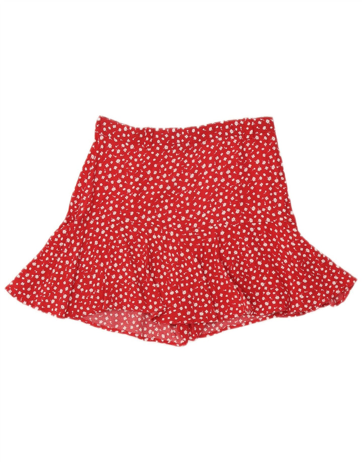 Zara Mujer Pantalones Calientes De Tiro Alto Pequeño W26 Rojo Floral