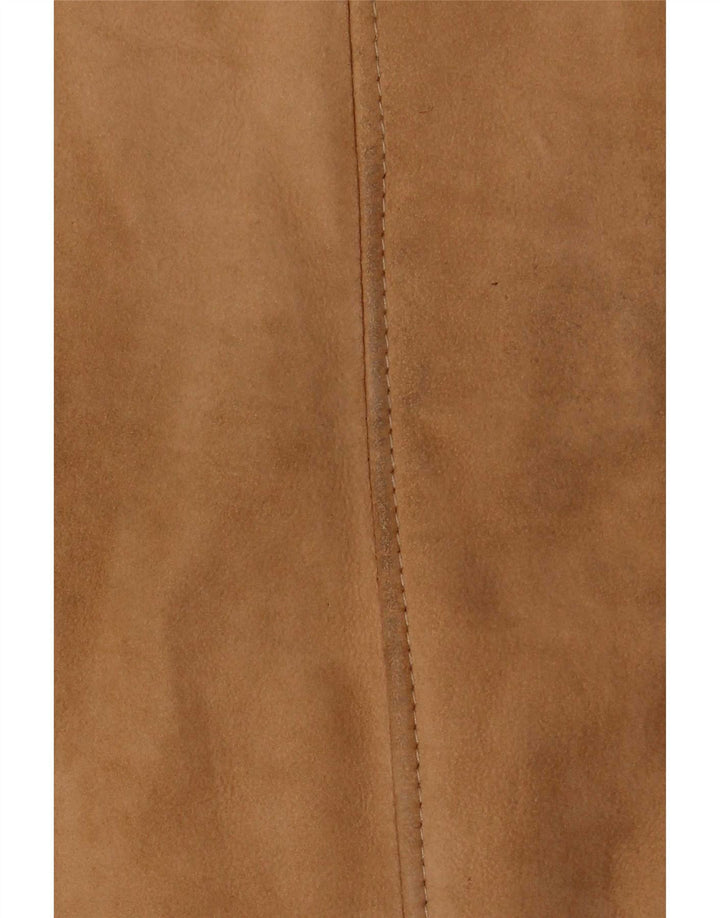 Vintage mujer con capucha chaqueta de piel de oveja Reino Unido 12 Beige medio